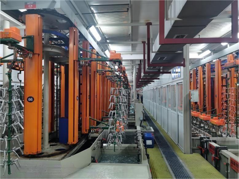 Vertical lifting hanging plating equipment production line